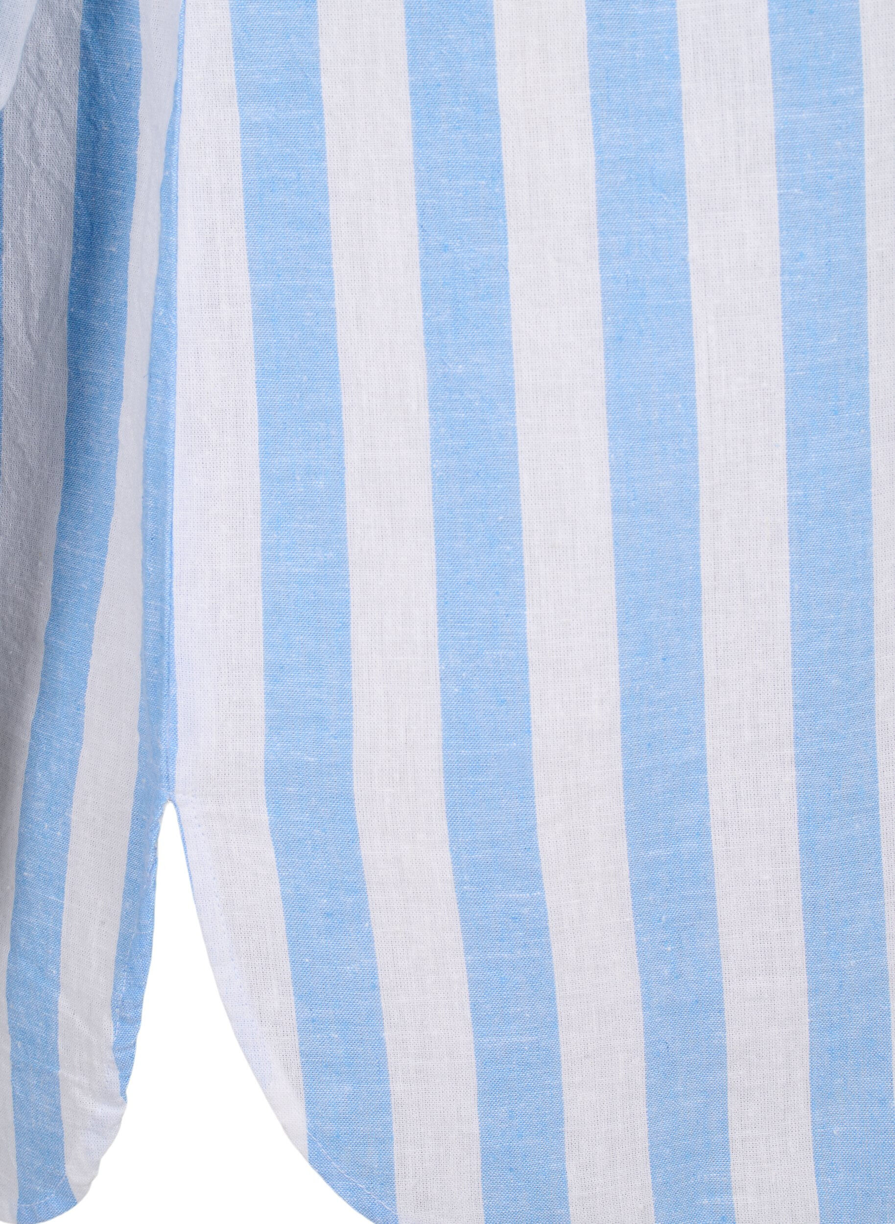 Zizzi L&aring;ngskjorta i linne och bomull, Blue White Stripe, Packshot image number 3