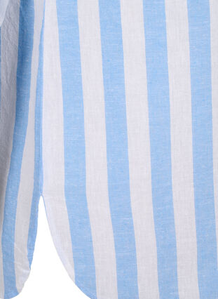 Långskjorta i linne och bomull, Blue White Stripe, Packshot image number 3