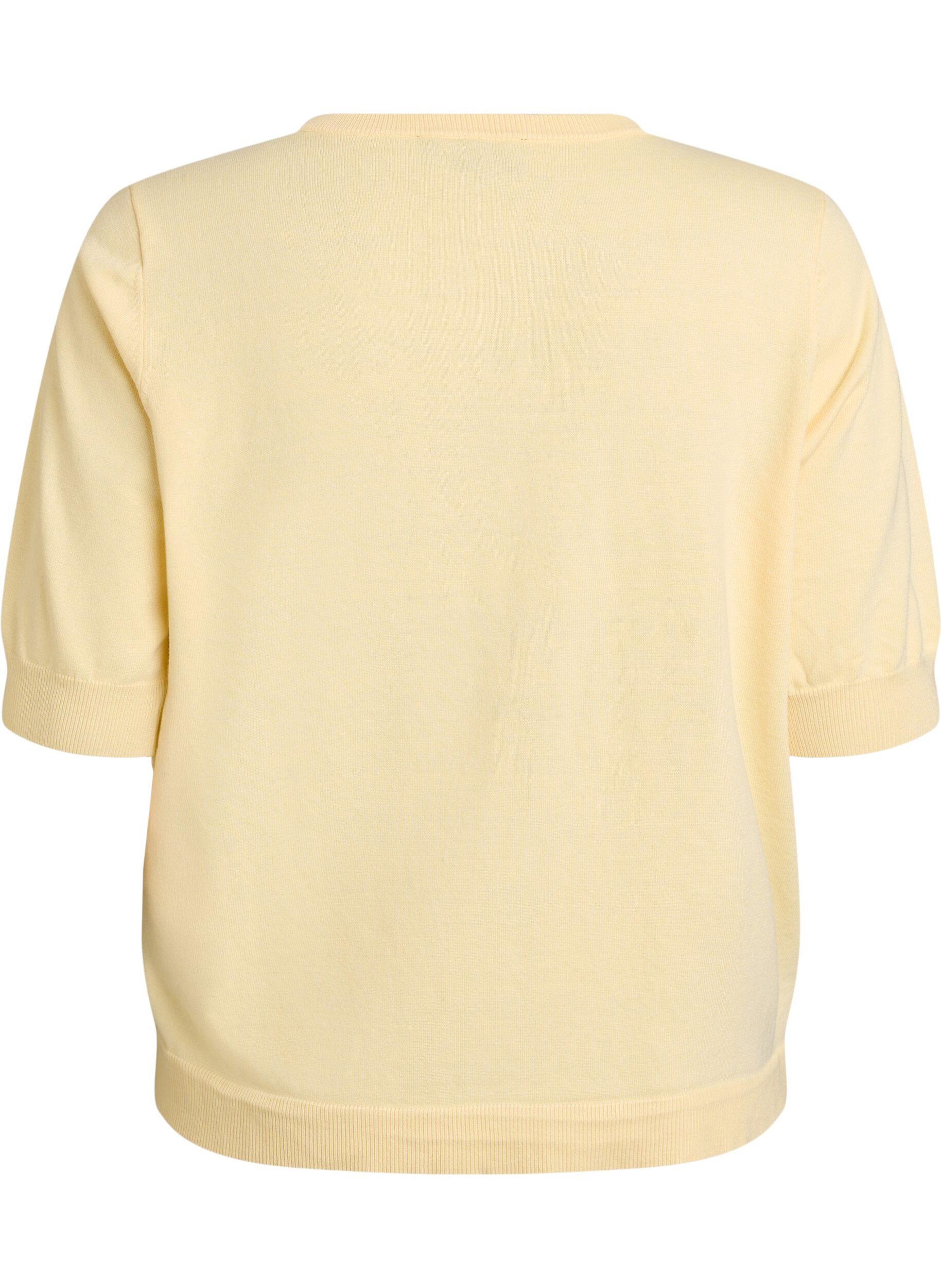 ZizziFinstickad blus med korta &auml;rmar, Gul, Packshot image number 1