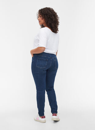 Amy jeans med hög midja och stretchteknologi, Blue denim, Model image number 1
