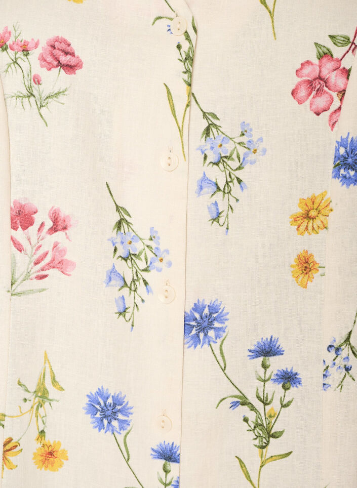 Midikl&auml;nning i linne och viskos med volang&auml;rmar, Beige, Packshot image number 2