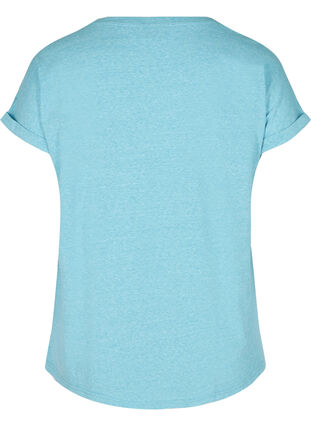 Melerad t-shirt i bomull, River Blue Melange, Packshot image number 1