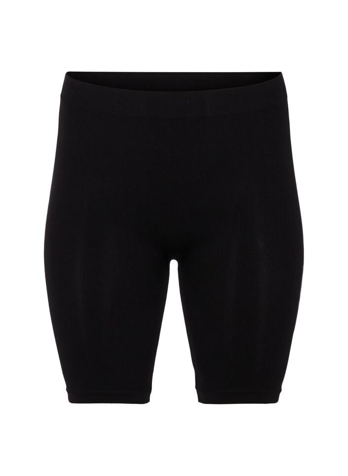 Sömlösa cykelshorts, Black, Packshot image number 0