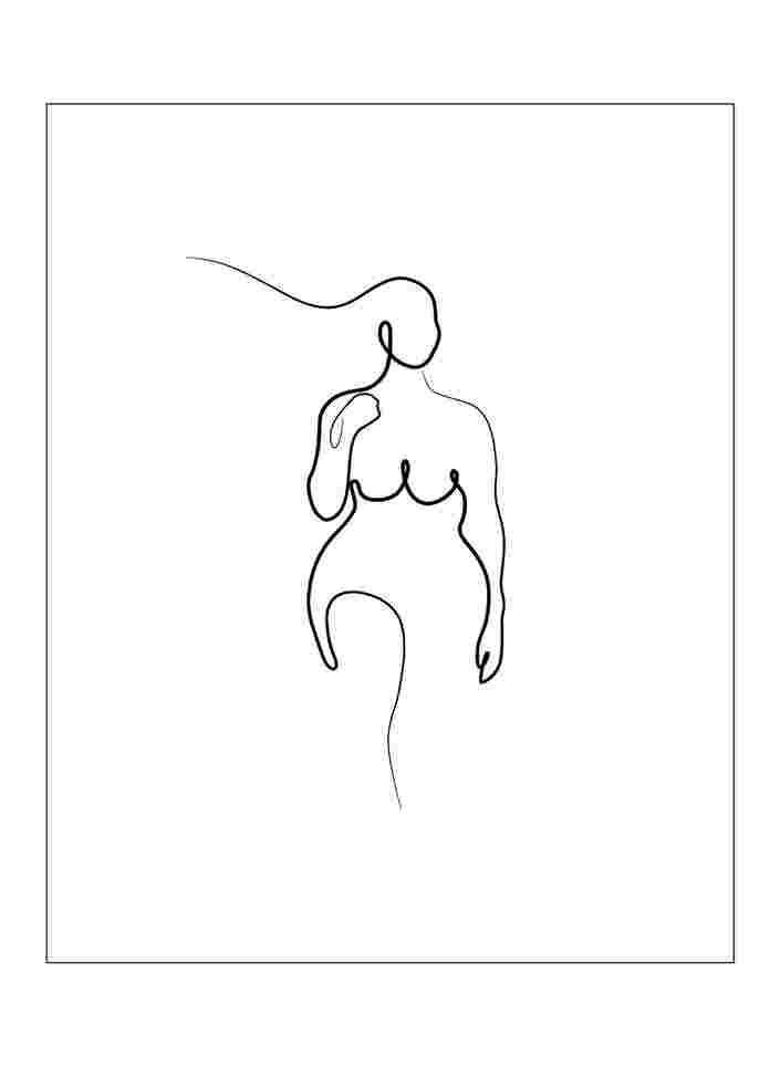 Poster med kvinnlig siluett, Poster 1 Woman Whi, Packshot image number 0