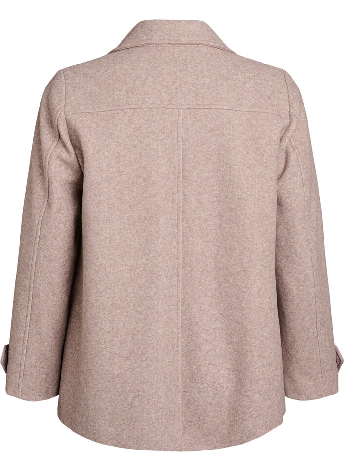 Kort kappa med dubbelkn&auml;ppt kn&auml;ppning, Beige, Packshot image number 1