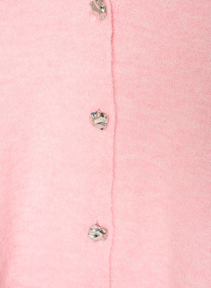 Stickad v&auml;st med V-ringning och dekorativa knappar, Rosa, Packshot image number 2