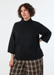 Stickad blus i viskosblandning med polokrage, Svart, Model image number 0