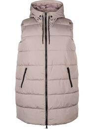 Lång väst med huva och fickor, Beige