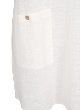 3/4-ärmad tunika i bomullsblandning med linne, Off-White, Packshot image number 3