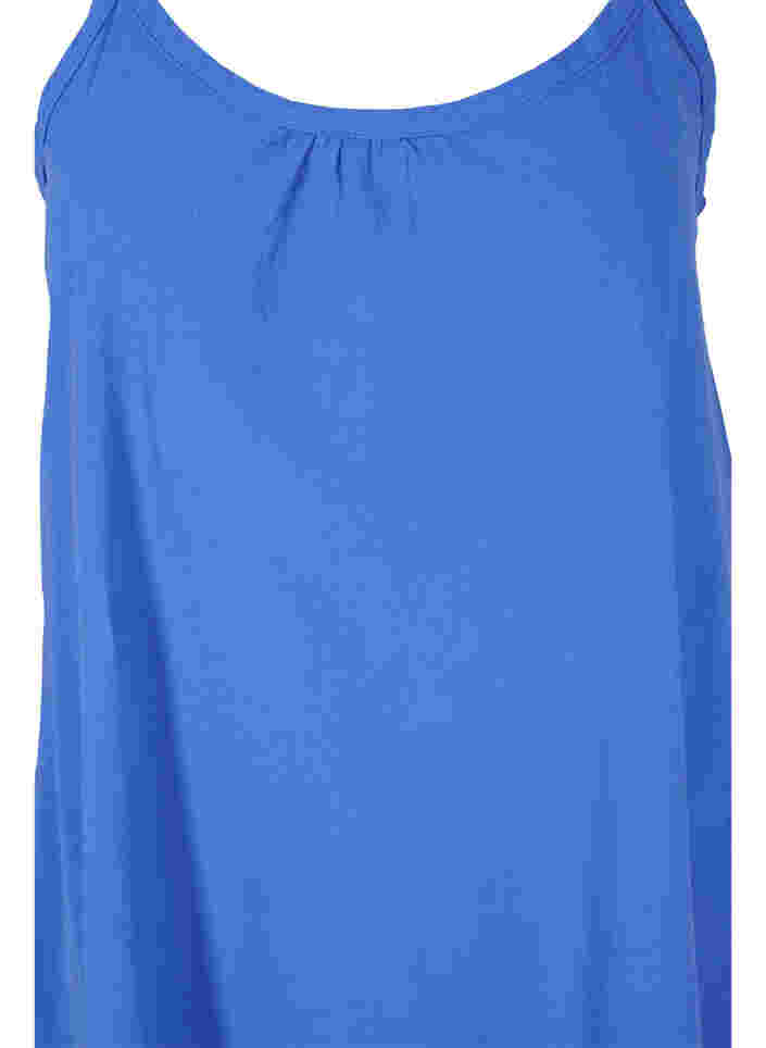 Bomullsklänning med tunna band och a-linjeform, Dazzling Blue, Packshot image number 2