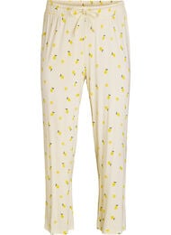 Pyjamasbyxor i mjuk jersey med h&ouml;g midja och fruktm&ouml;nster, Gul