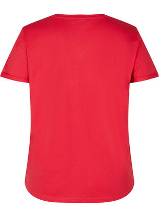 Tränings-t-shirt i bomull med tryck, Haute Red, Packshot image number 1
