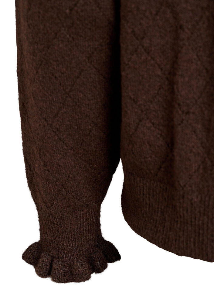 Cardigan med harlekinm&ouml;nster och v-ringning, Brun, Packshot image number 3