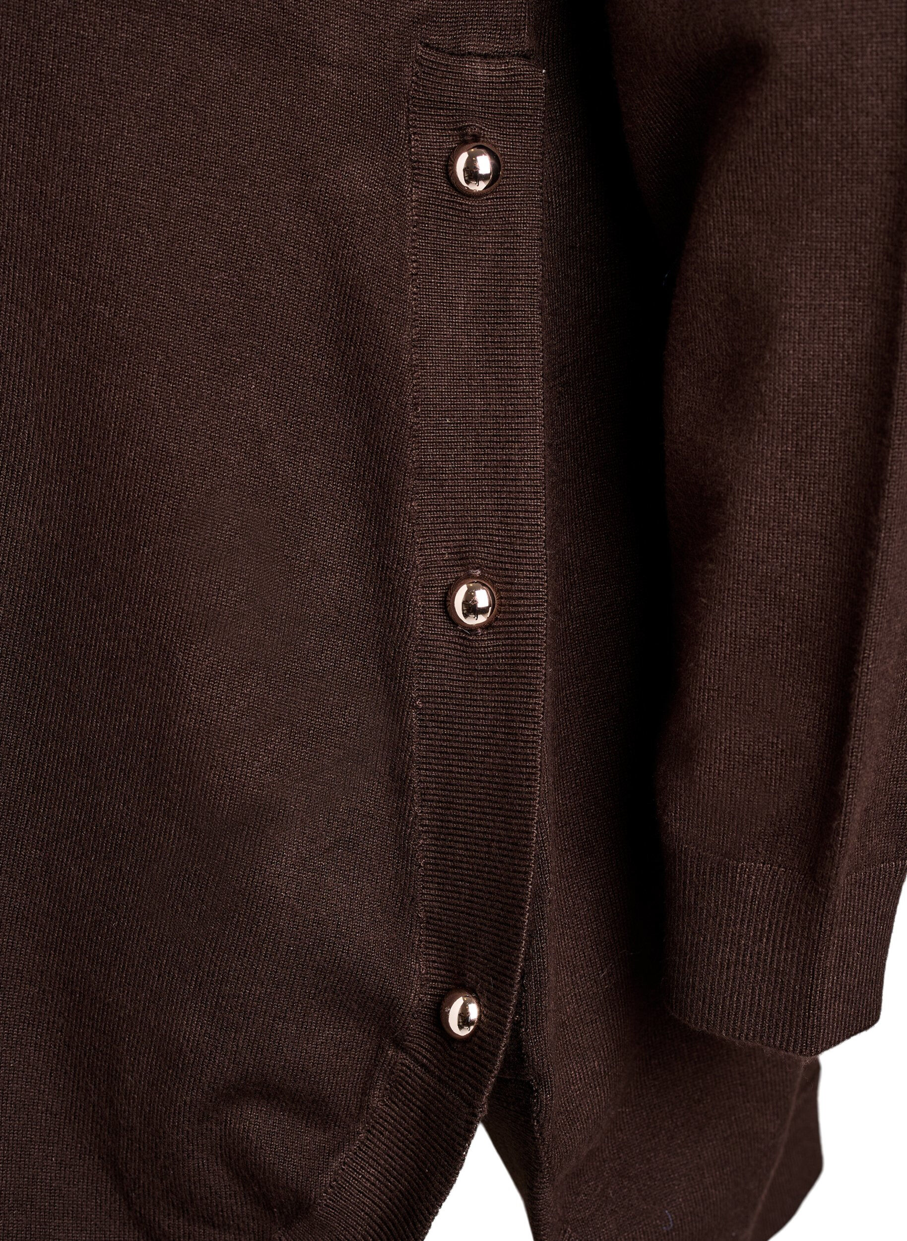 ZizziStickad blus med knappar i sidan, Brun, Packshot image number 3