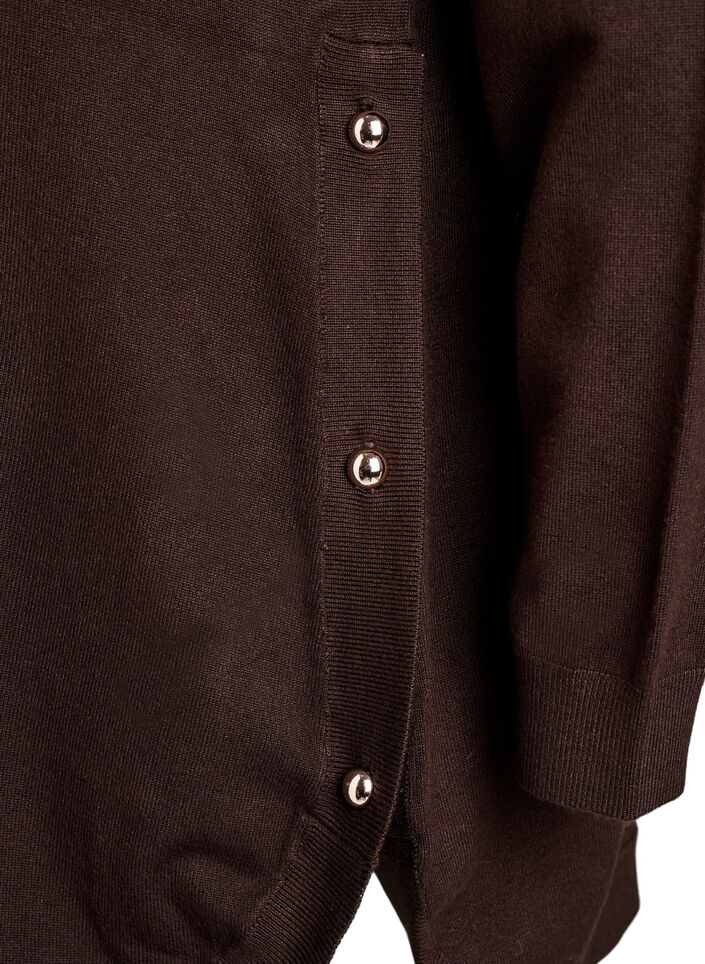 Stickad blus med knappar i sidan, Brun, Packshot image number 3