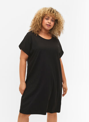 2-pack klänningar i bomull med korta ärmar, Black/Black, Model image number 0