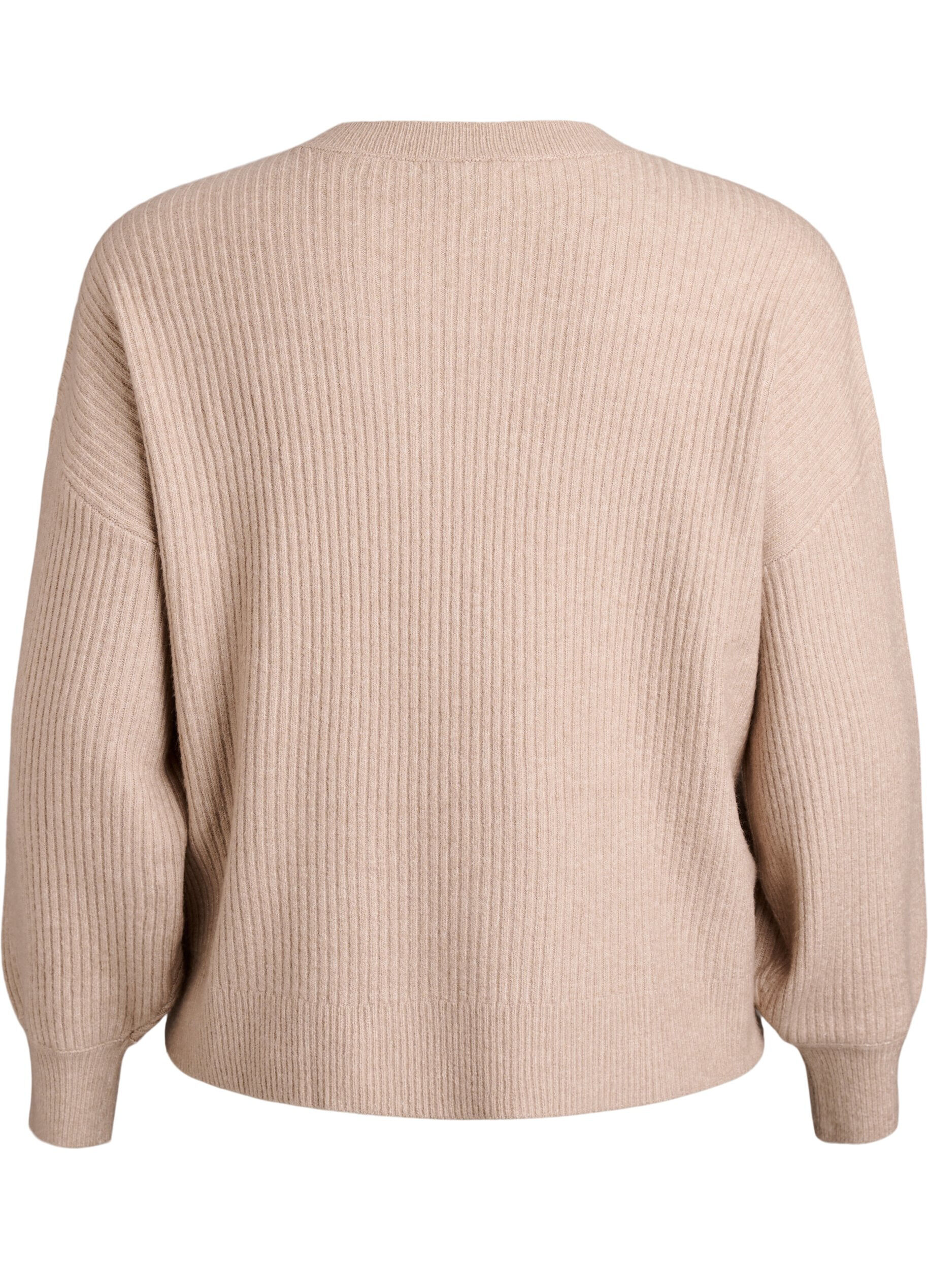 ZizziRibbstickad kofta med knappar, Beige, Packshot image number 1