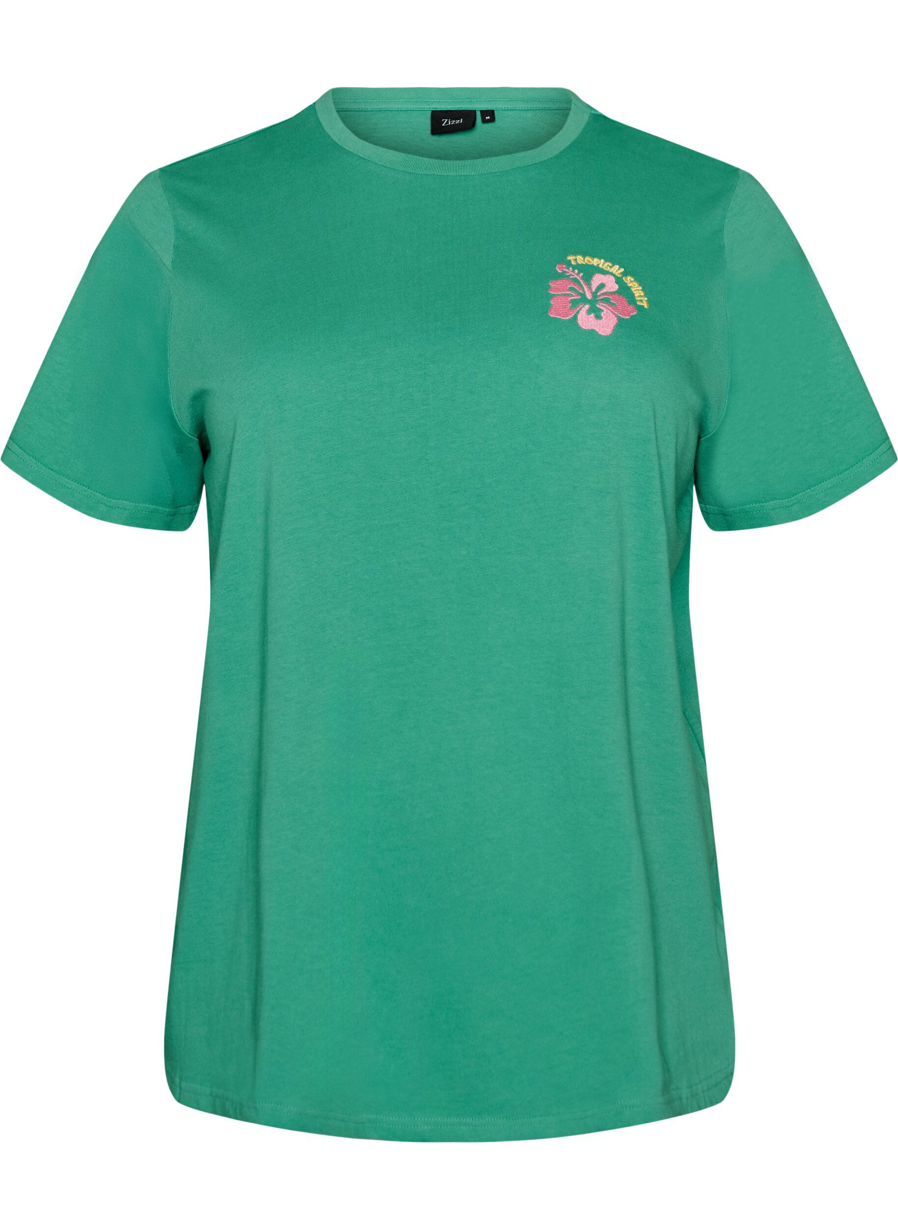 ZizziT-shirt i ekologisk bomull med tryck p&aring; ryggen, Gr&ouml;n, Packshot image number 0