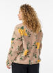 Blommig fleecejacka med h&ouml;g krage och dragkedja, Beige, Model image number 2