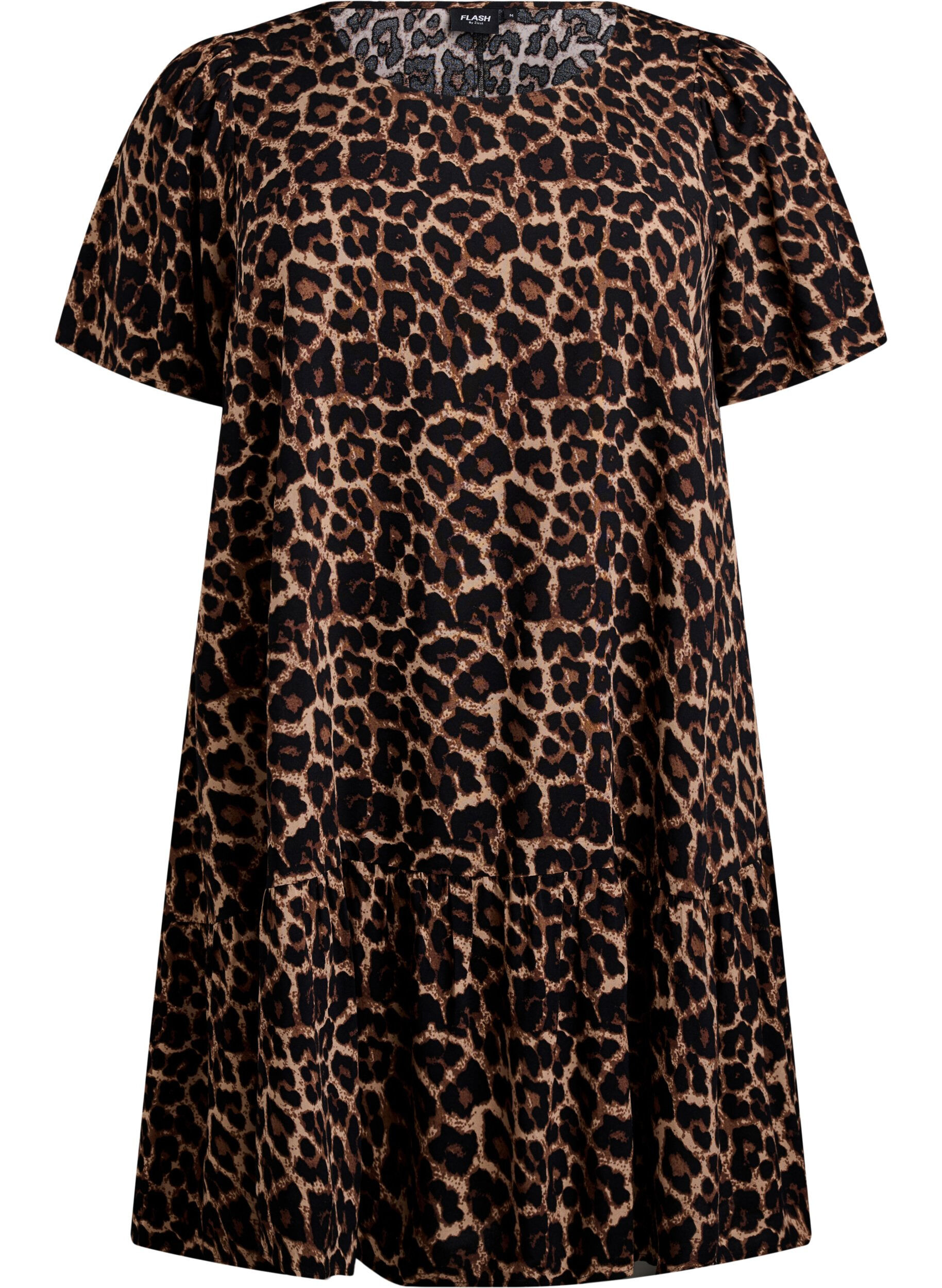 Zizzi FLASH &ndash; Kl&auml;nning i viskos med sk&auml;rning, Brun, Packshot image number 0