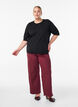 Finstickad blus med korta &auml;rmar, Svart, Model image number 1