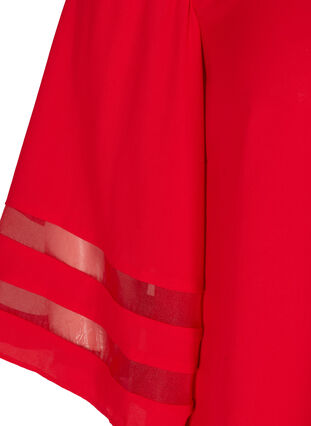 Enfärgad blus med 3/4 ärmar och v-ringning, Haute Red, Packshot image number 2
