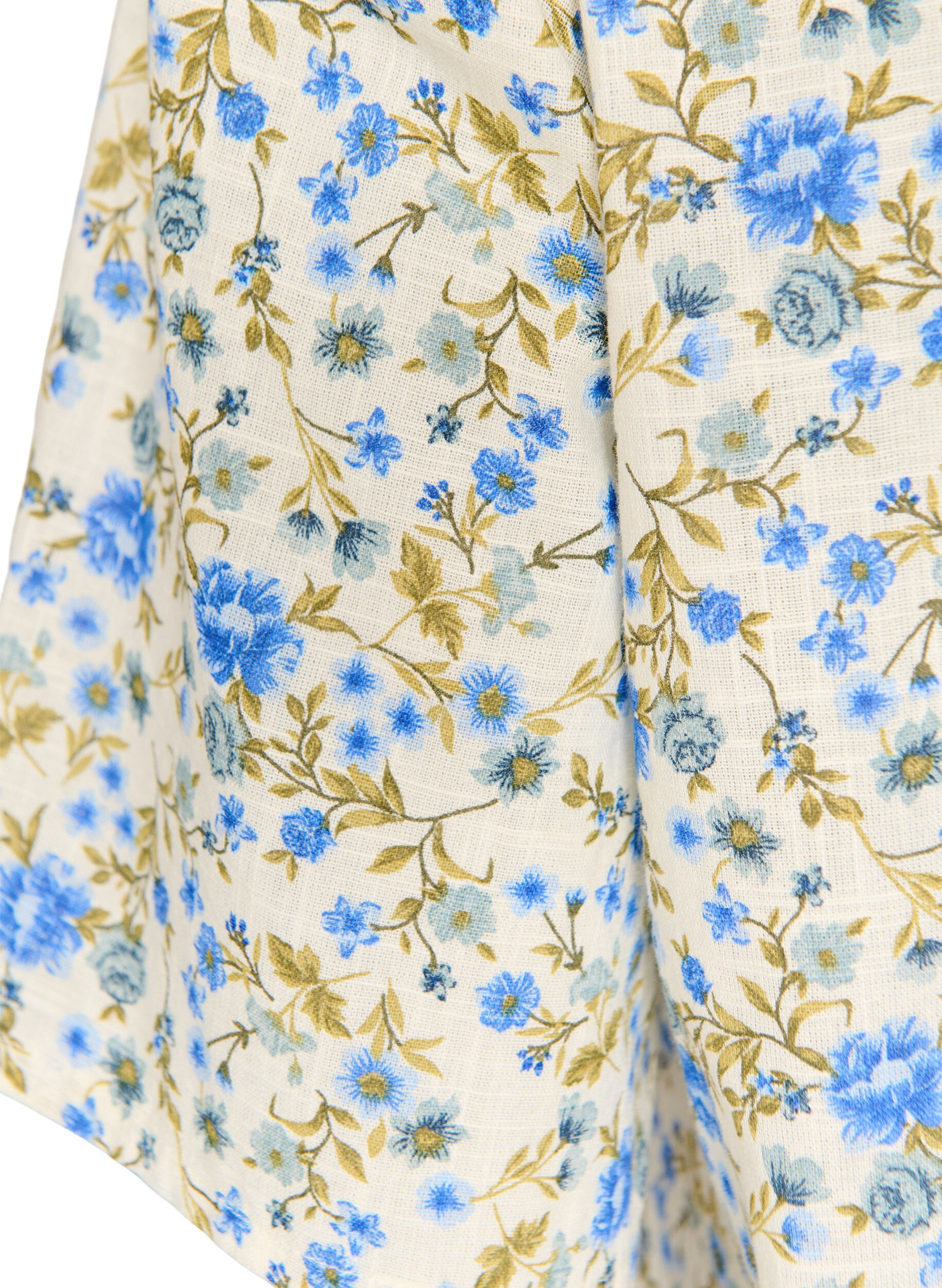 ZizziKort&auml;rmad skjorta i bomull med v-ringning, Bl&aring;, Packshot image number 3