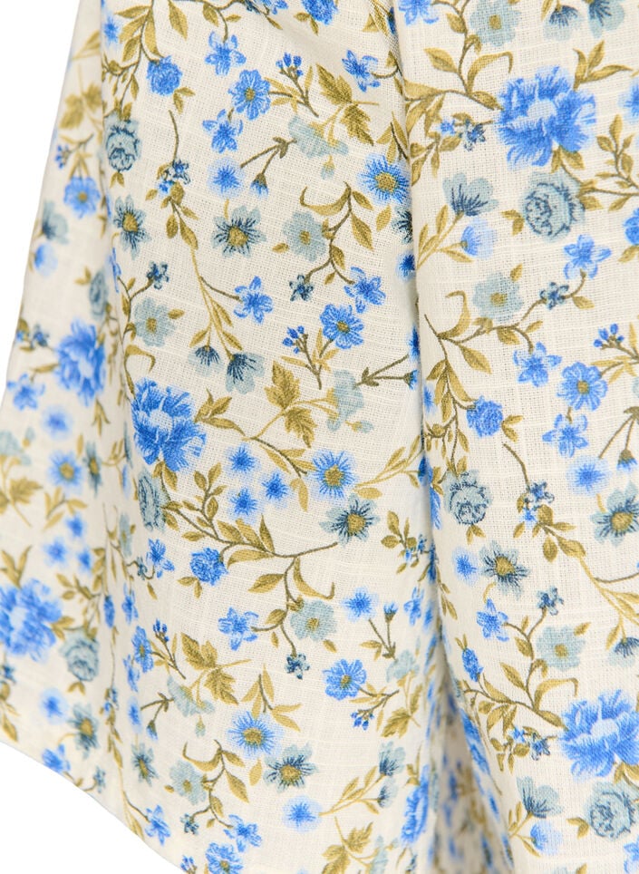 Kort&auml;rmad skjorta i bomull med v-ringning, Bl&aring;, Packshot image number 3