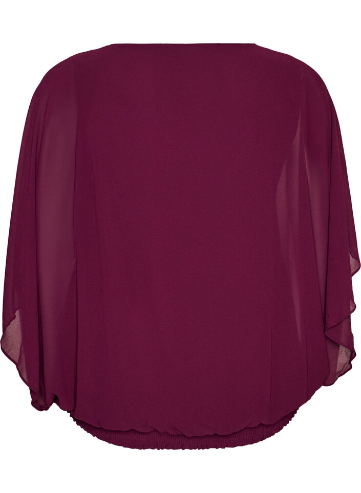 Blus i chiffong med ballongeffekt, Lila, Packshot image number 1