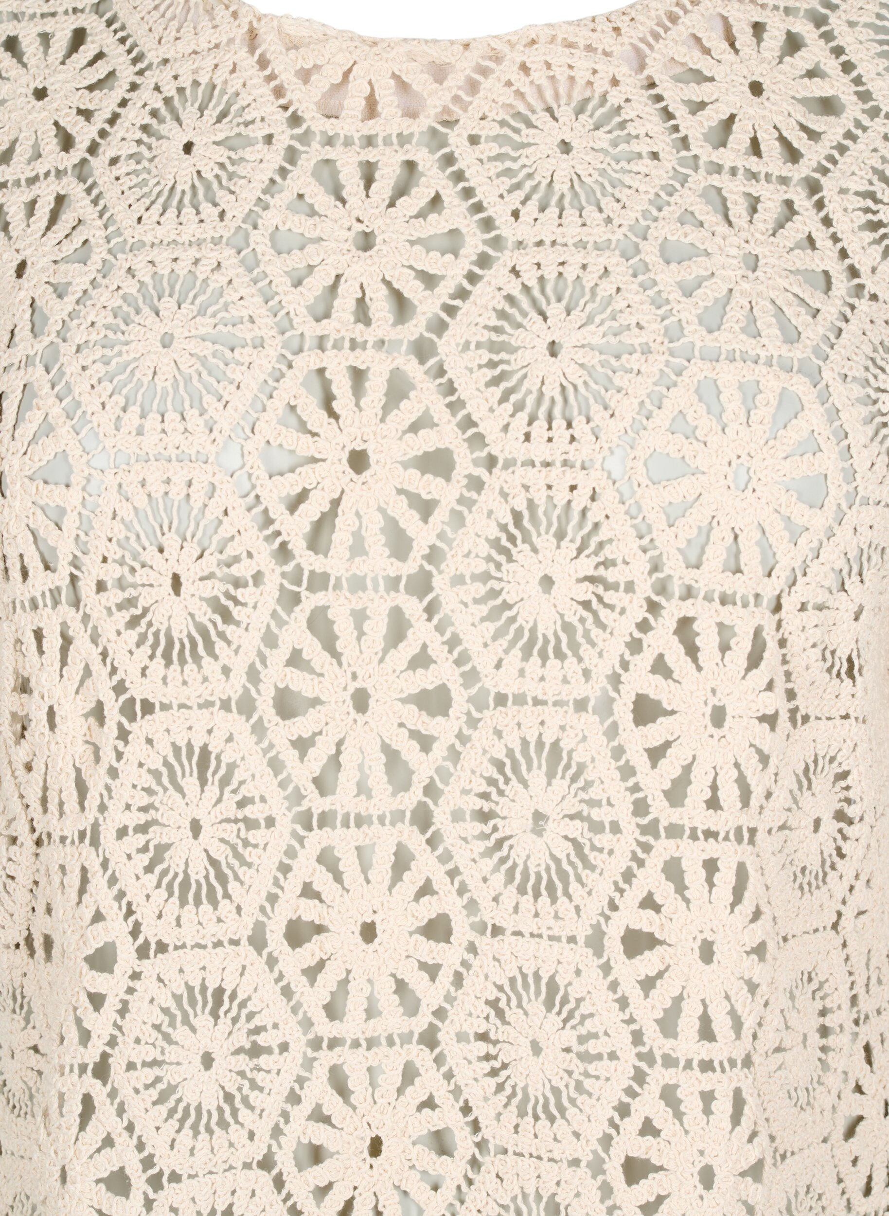 Zizzi Virkad blus med korta &auml;rmar, Beige, Packshot image number 2