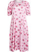 Blommig midikl&auml;nning med puff&auml;rmar, Rosa, Packshot image number 0