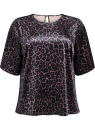 Kortärmad topp i velour, Brun