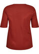 Blus i ribbad jersey med korta &auml;rmar, R&ouml;d, Packshot image number 1