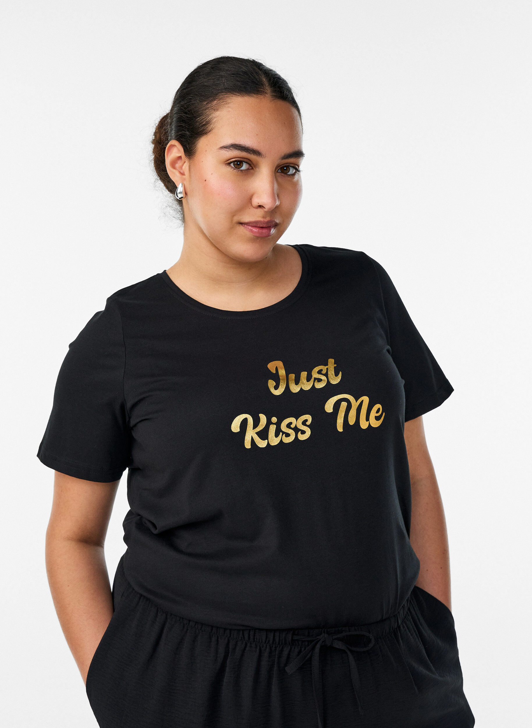 ZizziT-shirt med tryck, Svart, Model image number 0