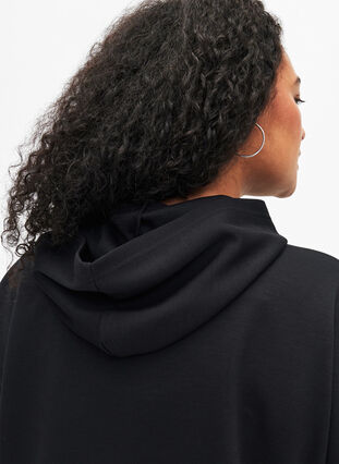 Kortärmad sweatshirtklänning i modalmix, Black, Model image number 2