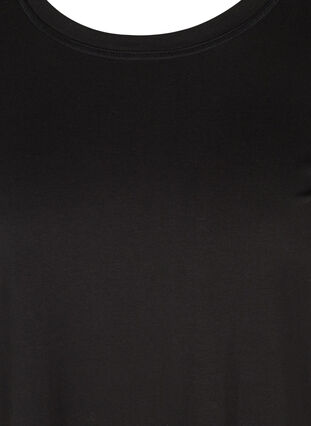 Kortärmad bomullsklänning med fickor, Solid Black, Packshot image number 2