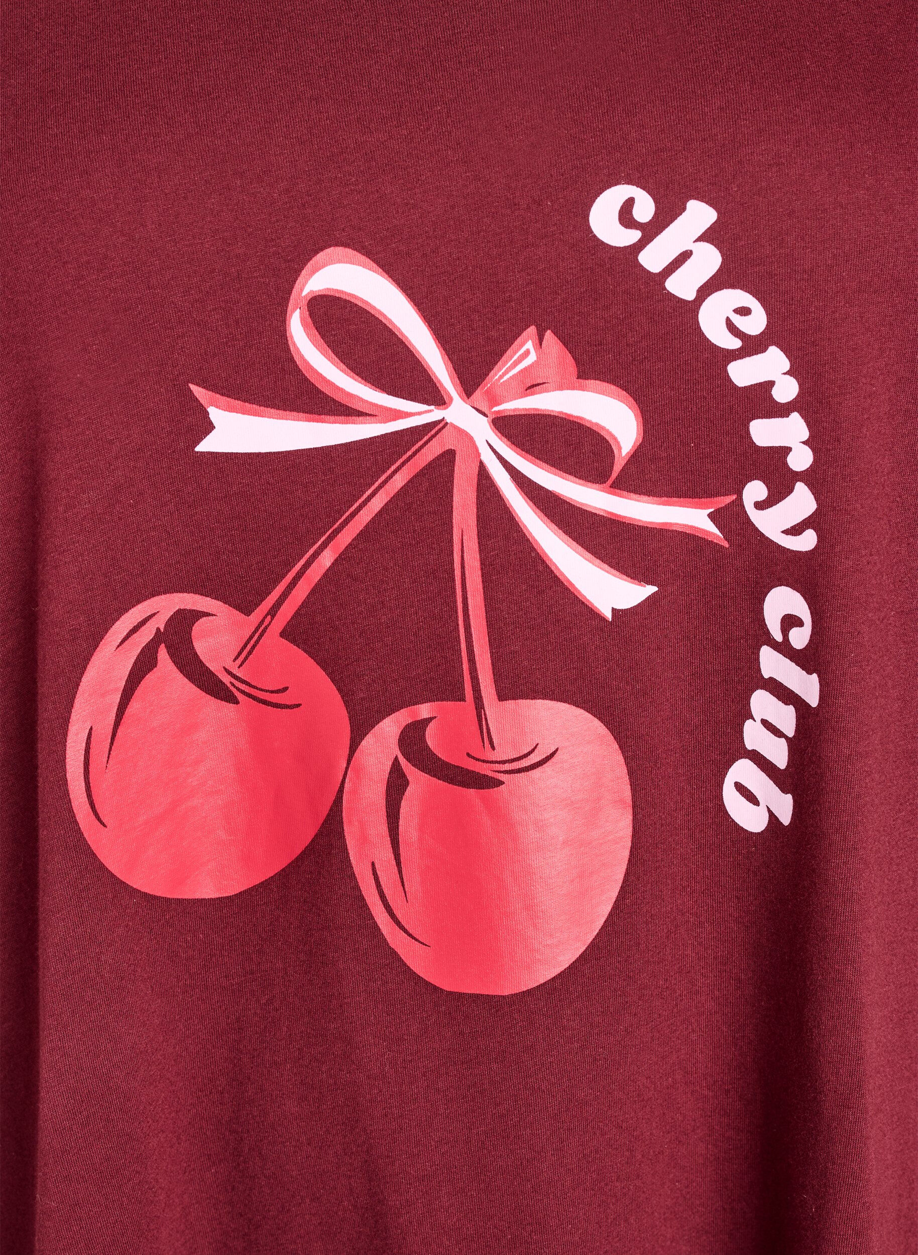 Zizzi Kort&auml;rmat nattlinne i ekologisk bomull, R&ouml;d, Packshot image number 2