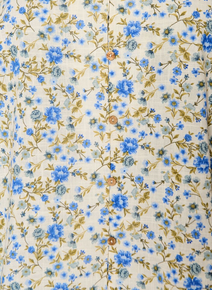 Kort&auml;rmad skjorta i bomull med v-ringning, Bl&aring;, Packshot image number 2