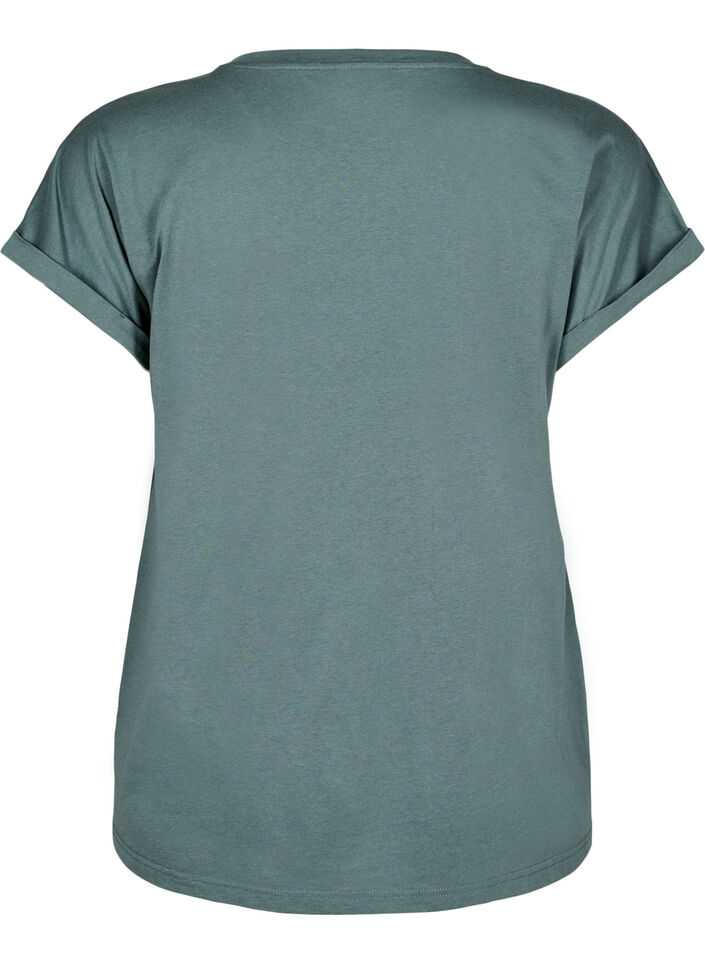 Kort&auml;rmad t-shirt i bomullsblandning, Gr&ouml;n, Packshot image number 1