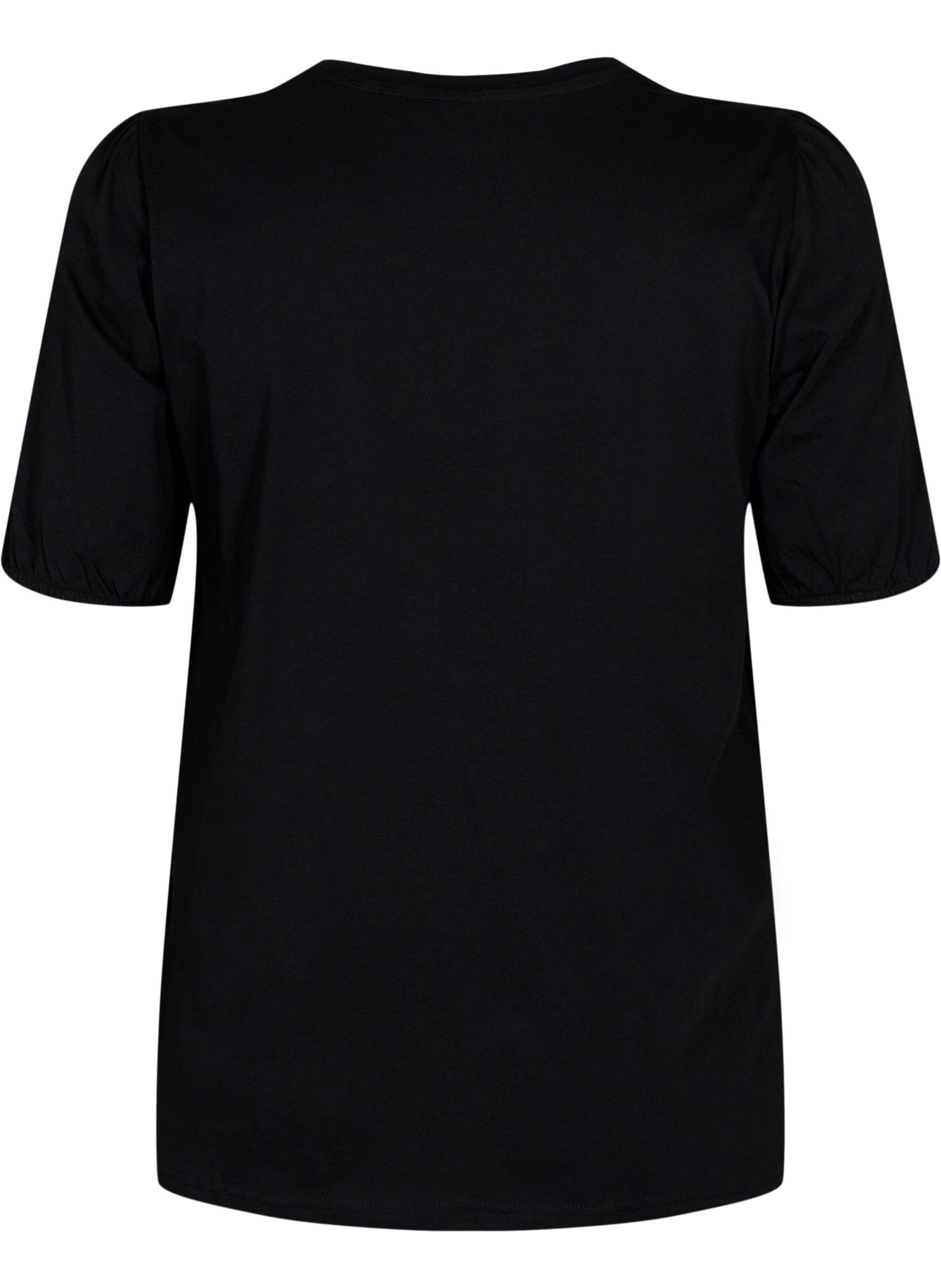 Zizzi T-shirt i bomull med 2/4-&auml;rmar, Black, Packshot image number 1