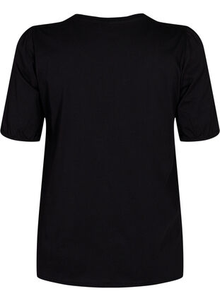 T-shirt i bomull med 2/4-ärmar, Black, Packshot image number 1