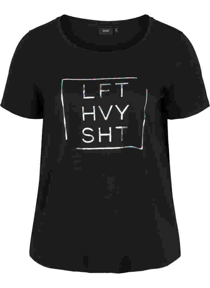  T-shirt till träning med print, Black w. LFT, Packshot image number 0