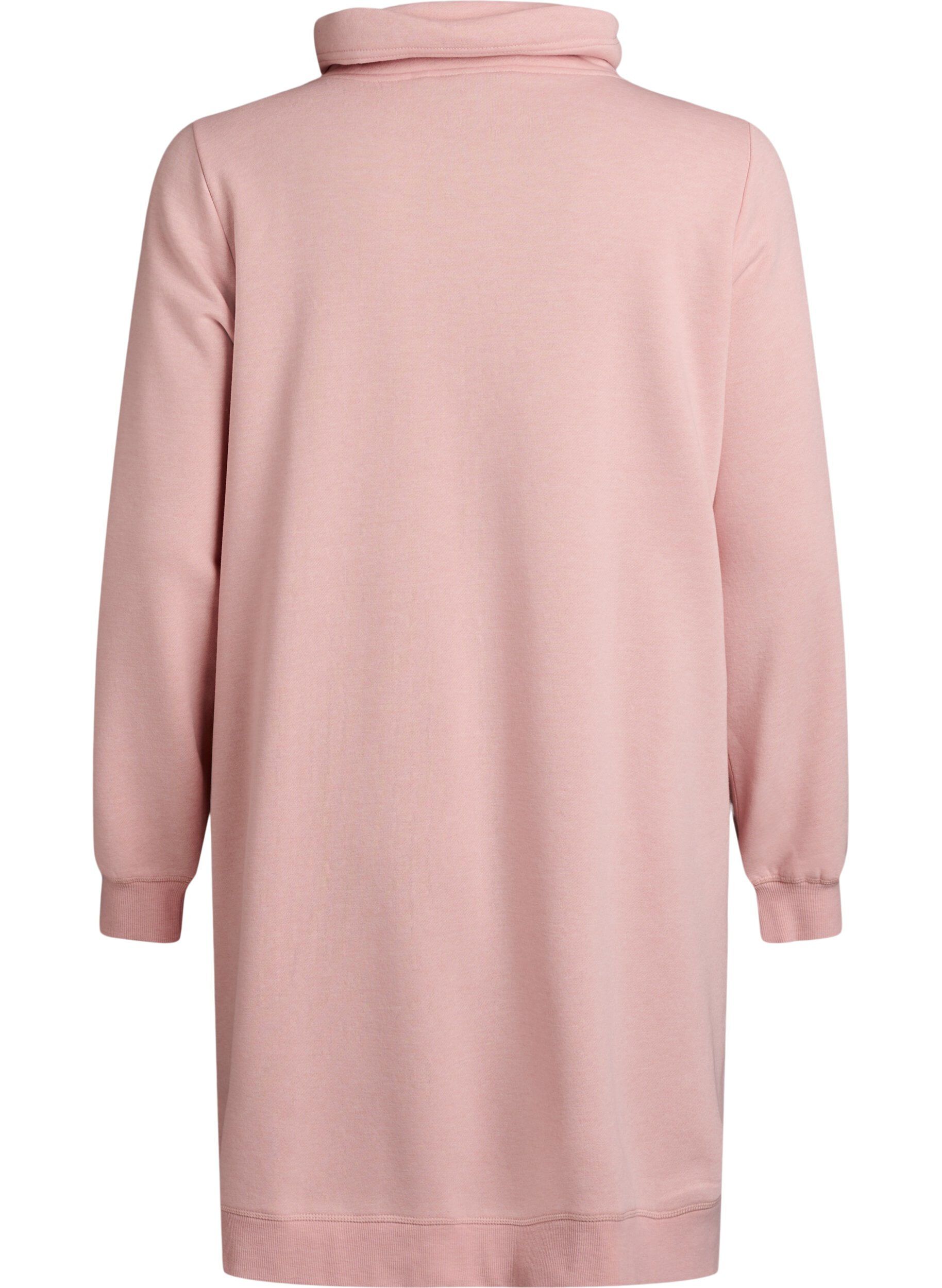 ZizziKort sweatshirtkl&auml;nning med h&ouml;g krage och fickor, Rosa, Packshot image number 1