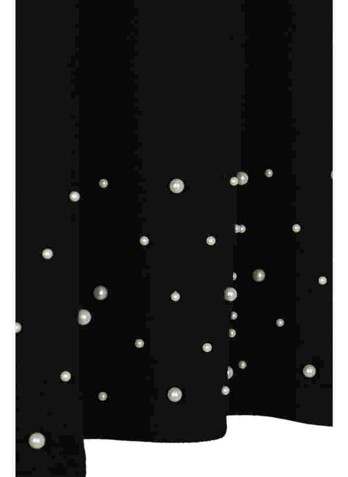 Topp med pärlor och 3/4-ärmar, Black, Packshot image number 2
