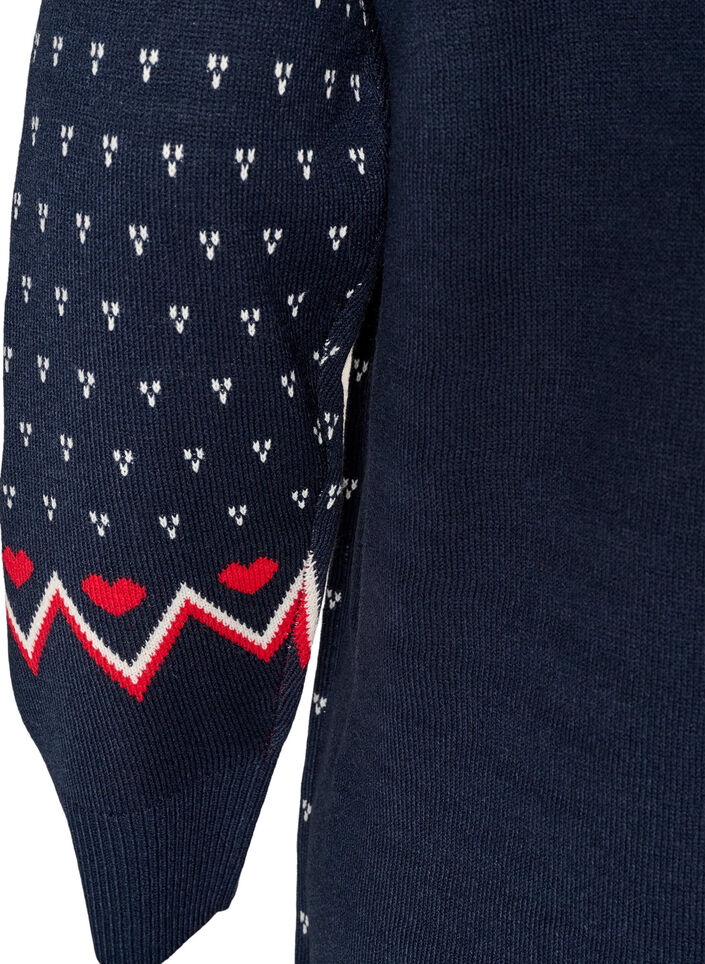 Kort kl&auml;nning i stickat med julmotiv, Bl&aring;, Packshot image number 3