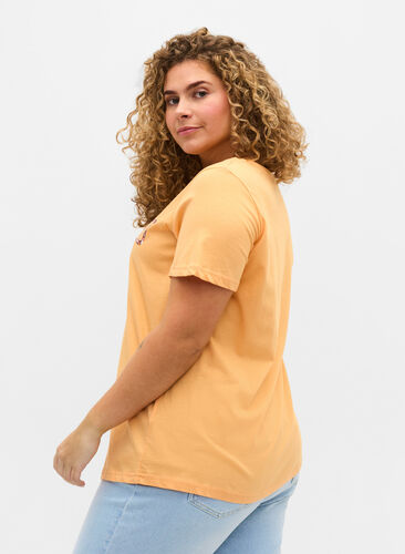 T-shirt i bomull med tryck, Apricot Nectar SUN, Model image number 1