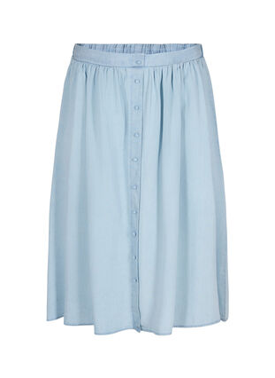 Lös kjol med knappar, Light blue denim, Packshot image number 0
