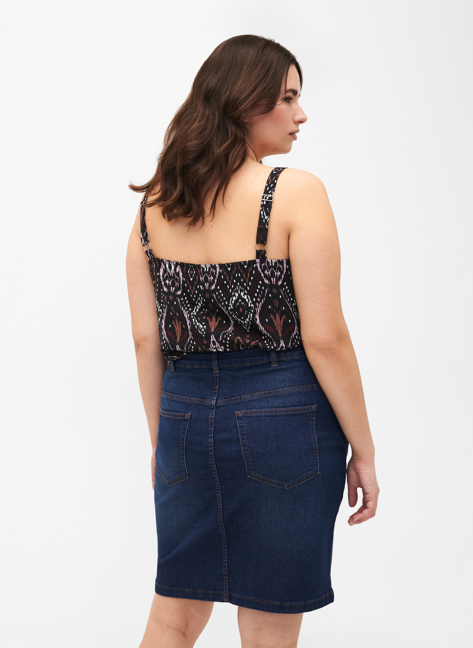 Zizzi &Aring;tsittande jeanskjol, Bl&aring;, Model image number 1