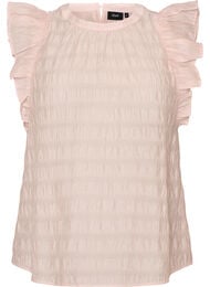 &Auml;rml&ouml;s blus med struktur och volanger, Rosa