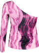 One shoulder-topp med tryck, Raspberry Rose AOP, Packshot image number 1